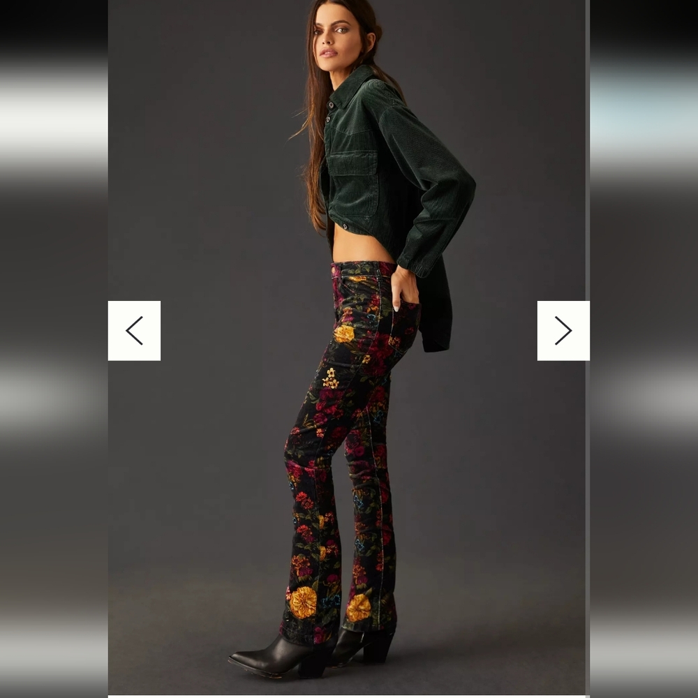 Pilcro Midrise Velvet Floral Skinny Jeans